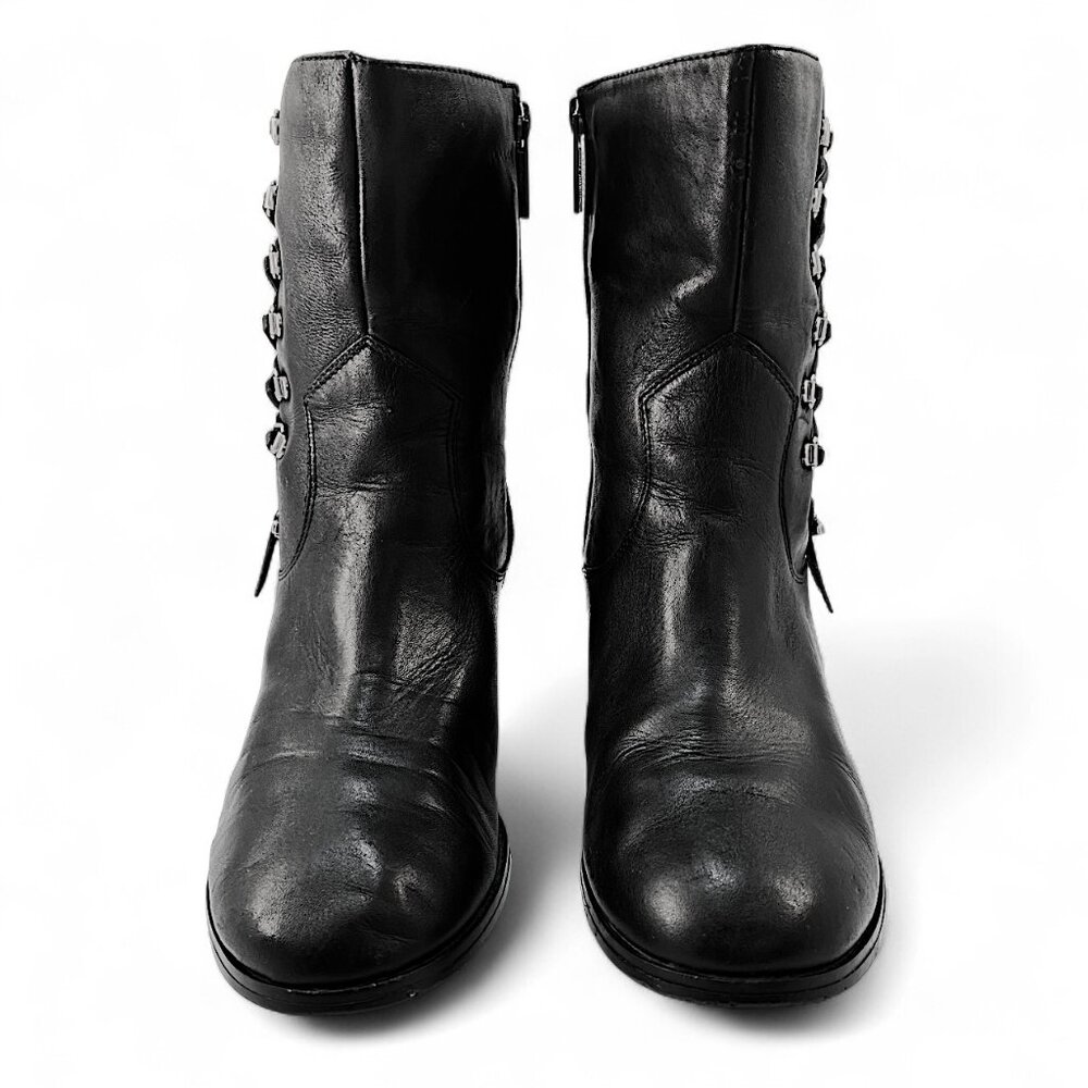 Harley Davidson Women Black Leather Boots Corset Lace Up With Carms Size 9.5" - Picture 4 of 12